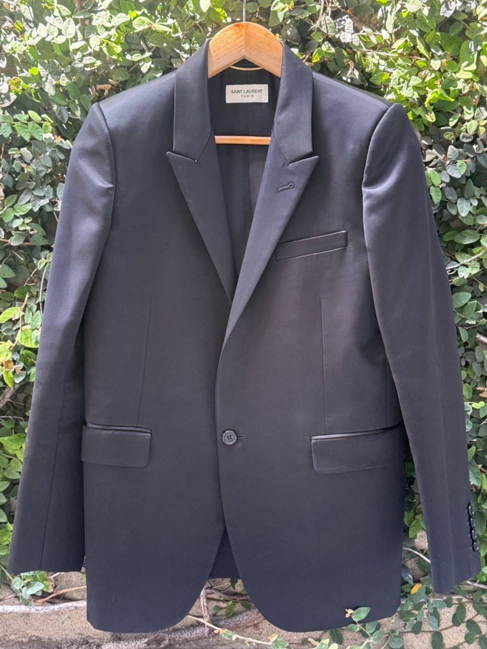 Saint Laurent Black Satin Tuxedo Blazer